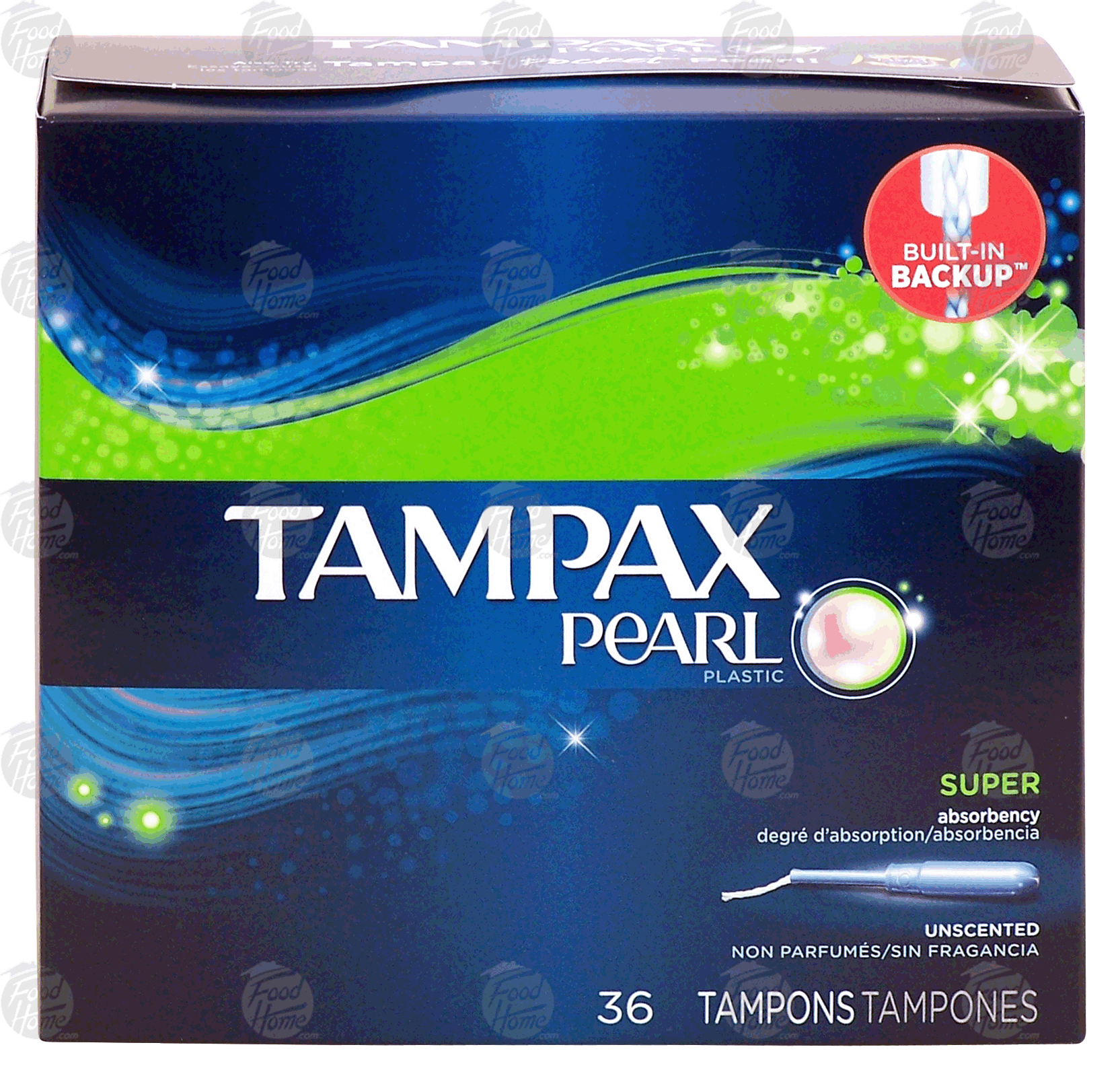 Tampax Pearl tampons, super absorbency, unscented, plastic applicator Full-Size Picture